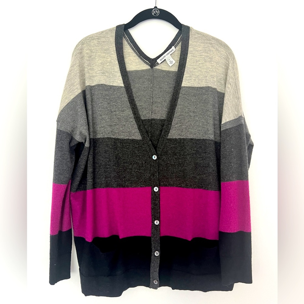Autumn Cashmere striped cardigan. 100% cashmere. Women’s size M